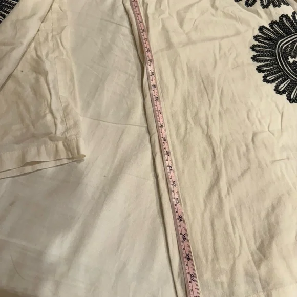 Anthropologie Embroidered Chic Cream and Black Floral Wide Leg Pants - Picture 12 of 12